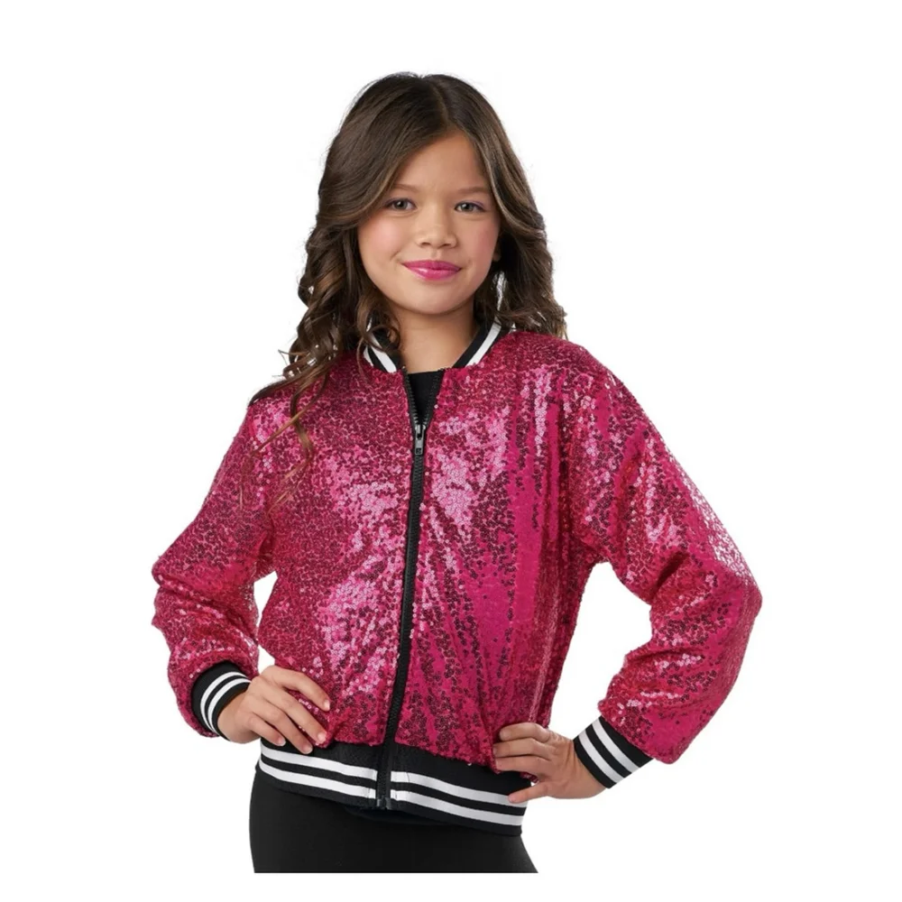 NEW Girls Halloween Pink Sequin Jacket One Size
